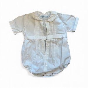 Classic White Baby Romper with Collar
